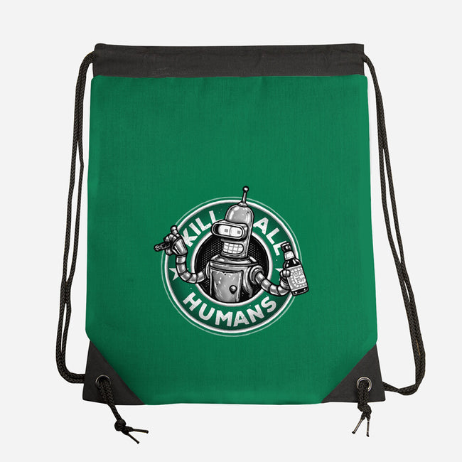 Robot Vs Humans-None-Drawstring-Bag-glitchygorilla