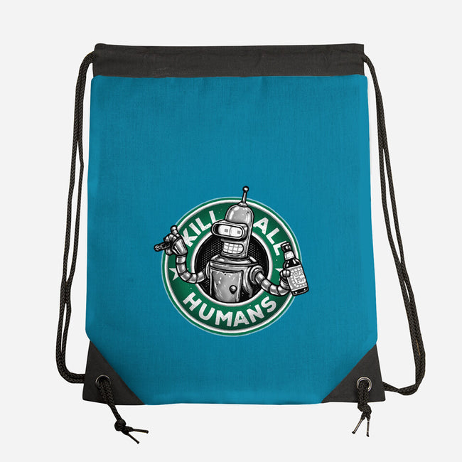 Robot Vs Humans-None-Drawstring-Bag-glitchygorilla