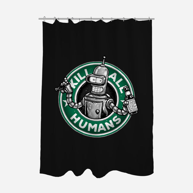 Robot Vs Humans-None-Polyester-Shower Curtain-glitchygorilla