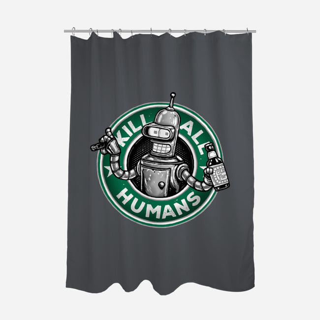 Robot Vs Humans-None-Polyester-Shower Curtain-glitchygorilla