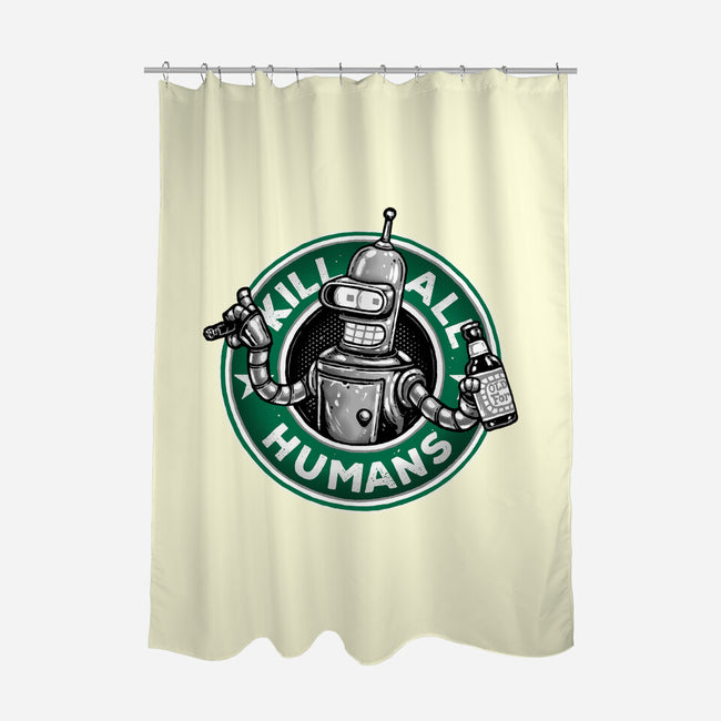 Robot Vs Humans-None-Polyester-Shower Curtain-glitchygorilla