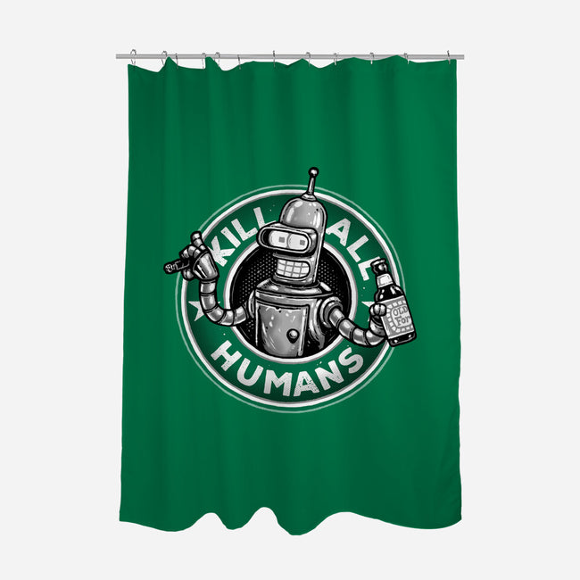 Robot Vs Humans-None-Polyester-Shower Curtain-glitchygorilla