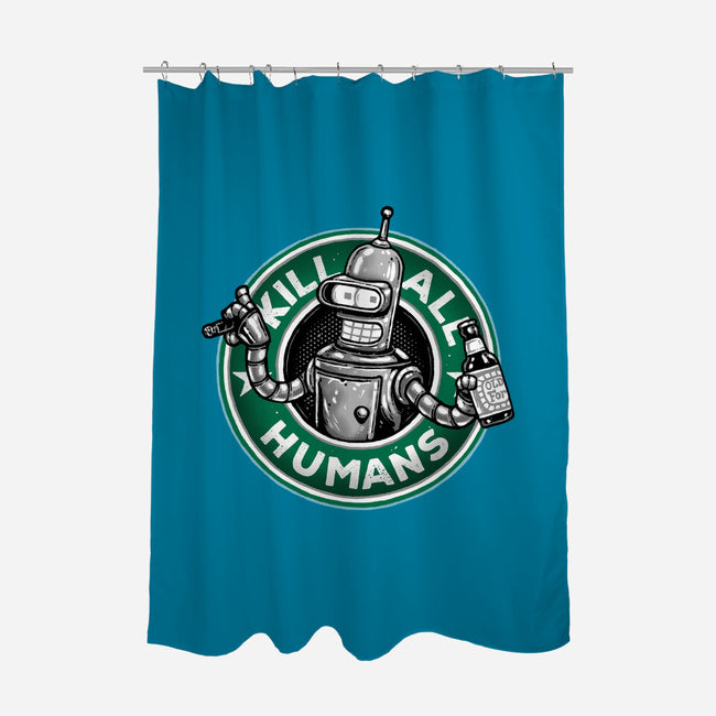 Robot Vs Humans-None-Polyester-Shower Curtain-glitchygorilla