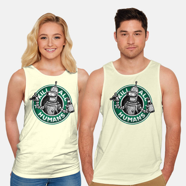 Robot Vs Humans-Unisex-Basic-Tank-glitchygorilla