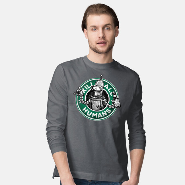 Robot Vs Humans-Mens-Long Sleeved-Tee-glitchygorilla