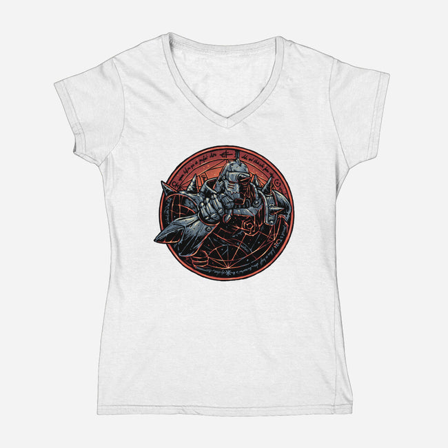Soul Made Of Steel-Womens-V-Neck-Tee-glitchygorilla