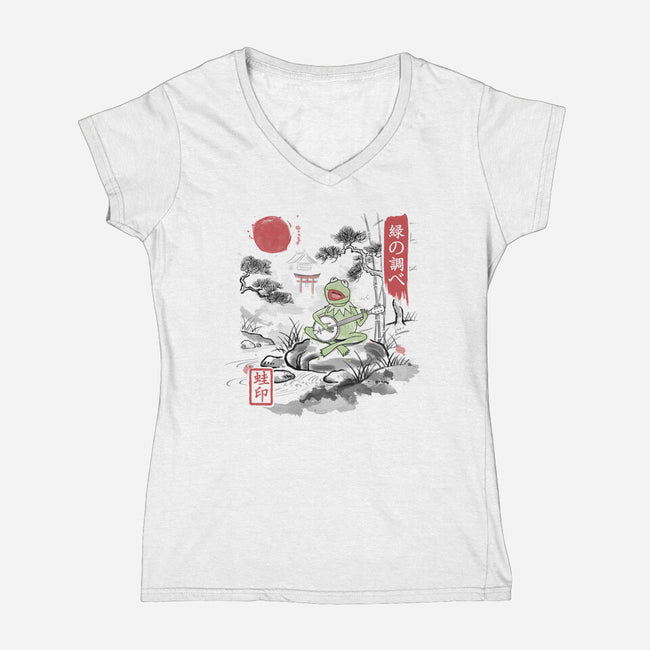 It’s Not Easy Being Zen-Womens-V-Neck-Tee-NMdesign