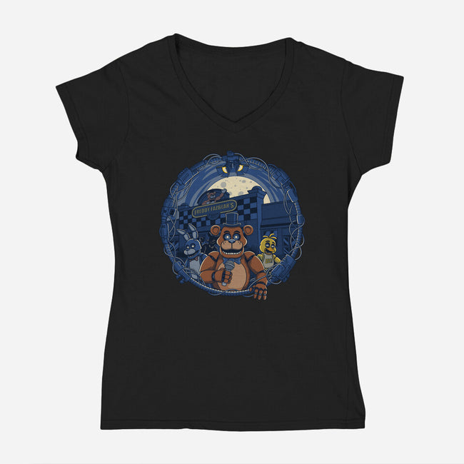 Night Of The Puppets-Womens-V-Neck-Tee-JCMaziu