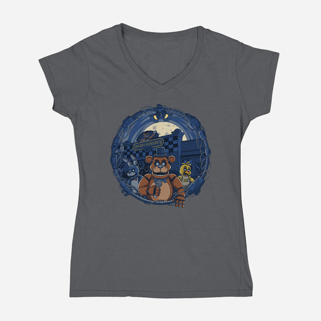 Night Of The Puppets-Womens-V-Neck-Tee-JCMaziu