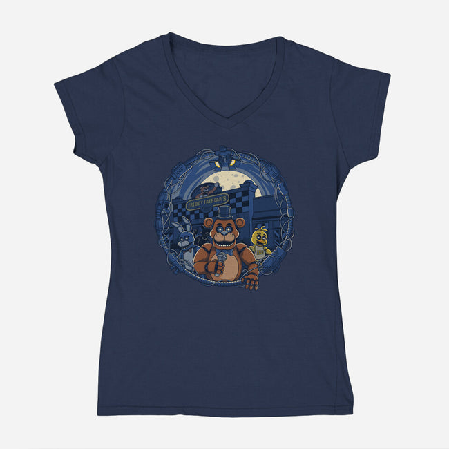 Night Of The Puppets-Womens-V-Neck-Tee-JCMaziu