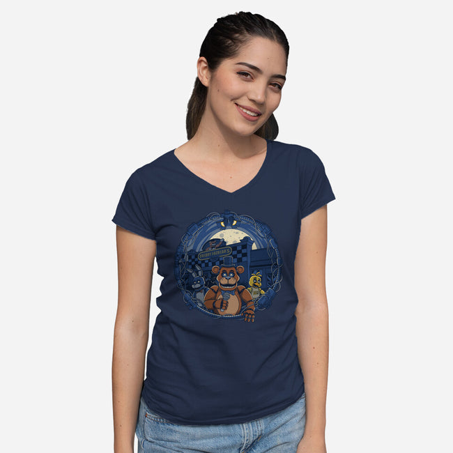 Night Of The Puppets-Womens-V-Neck-Tee-JCMaziu