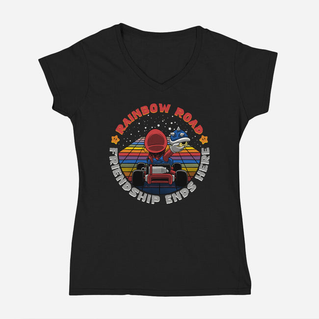 Rainbow Road Friend-Womens-V-Neck-Tee-rmatix