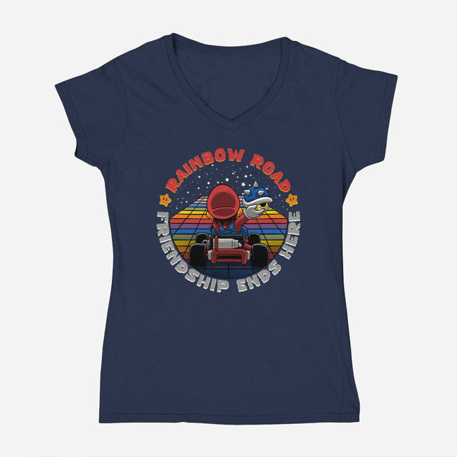 Rainbow Road Friend-Womens-V-Neck-Tee-rmatix