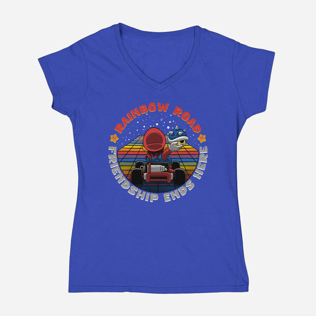 Rainbow Road Friend-Womens-V-Neck-Tee-rmatix
