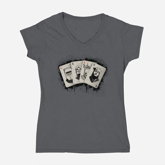 Knights Poker-Womens-V-Neck-Tee-NMdesign