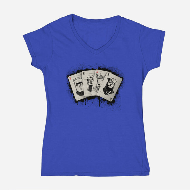 Knights Poker-Womens-V-Neck-Tee-NMdesign