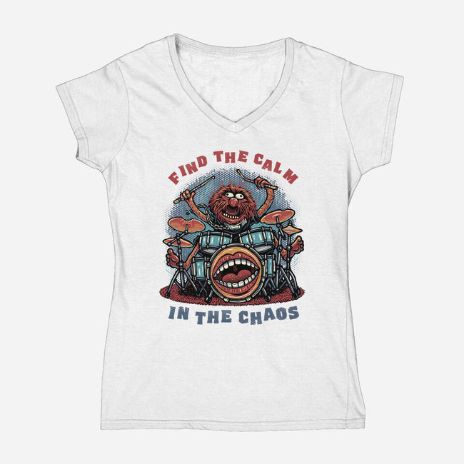 Find The Calm In The Chaos-Womens-V-Neck-Tee-glitchygorilla