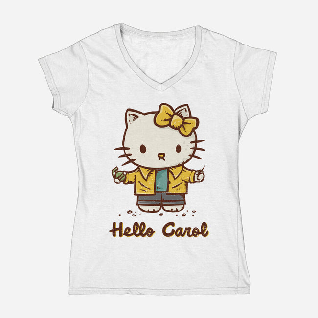 Hello Carol-Womens-V-Neck-Tee-kg07