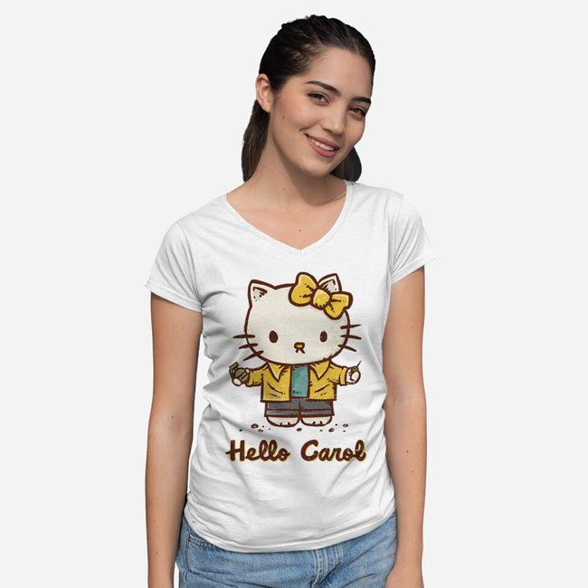 Hello Carol-Womens-V-Neck-Tee-kg07