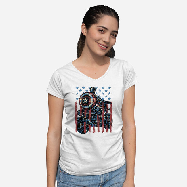 One More Ride-Womens-V-Neck-Tee-glitchygorilla