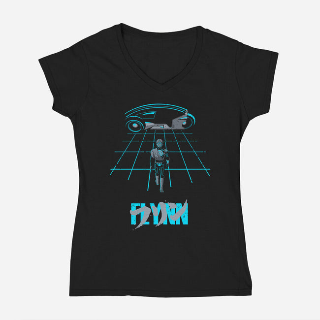The Grid Rider-Womens-V-Neck-Tee-retrodivision