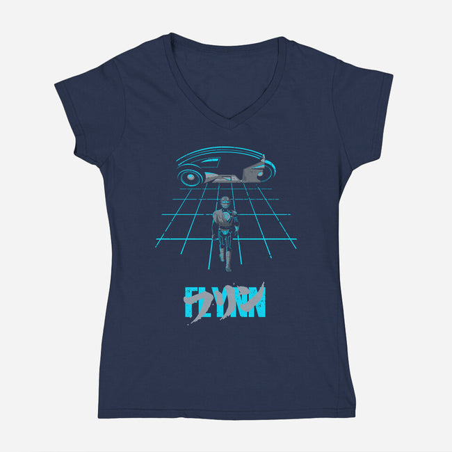 The Grid Rider-Womens-V-Neck-Tee-retrodivision