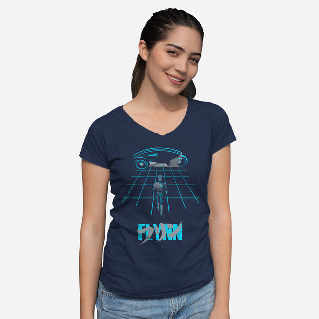 The Grid Rider-Womens-V-Neck-Tee-retrodivision