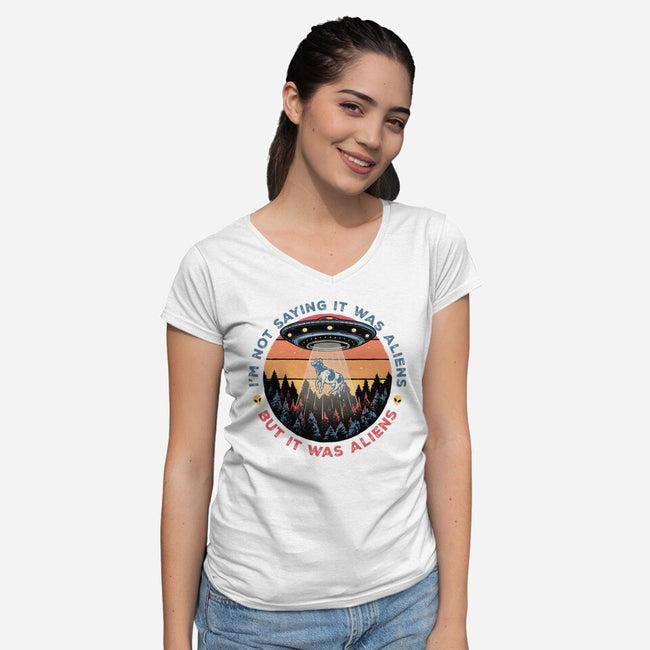 It Was Aliens-Womens-V-Neck-Tee-glitchygorilla