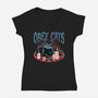 Obey All Cats-Womens-V-Neck-Tee-glitchygorilla