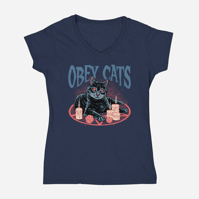 Obey All Cats-Womens-V-Neck-Tee-glitchygorilla