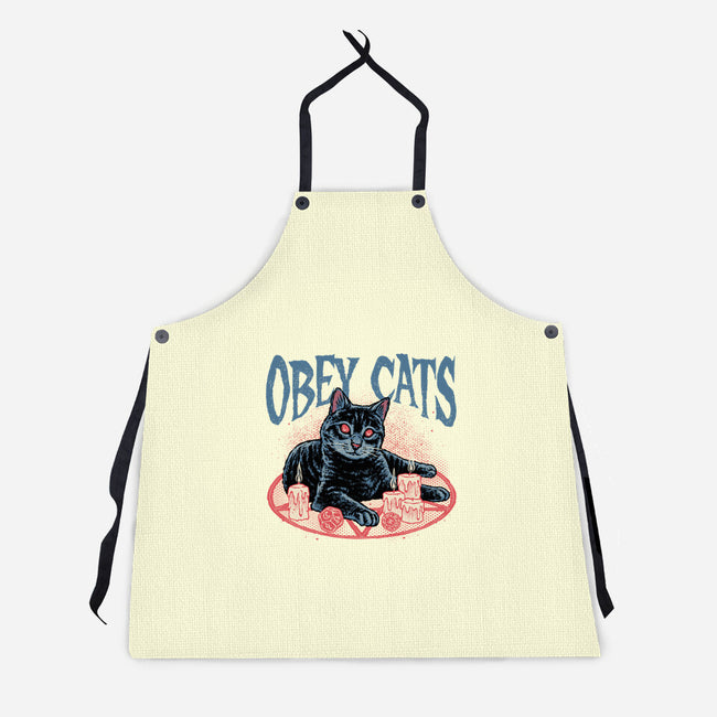 Obey All Cats-Unisex-Kitchen-Apron-glitchygorilla