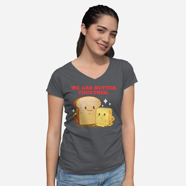 Butter Together-Womens-V-Neck-Tee-dandingeroz
