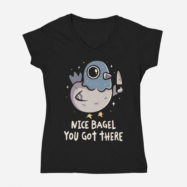 Nice Bagel You Got There-Womens-V-Neck-Tee-koalastudio
