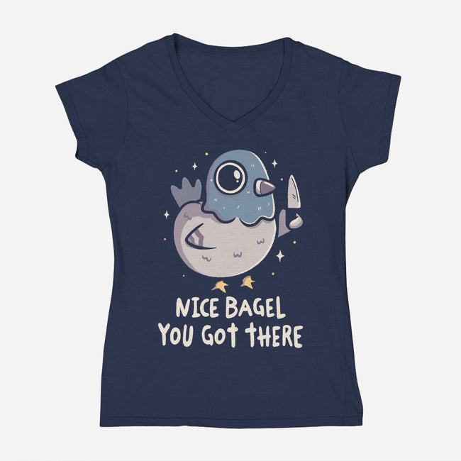 Nice Bagel You Got There-Womens-V-Neck-Tee-koalastudio