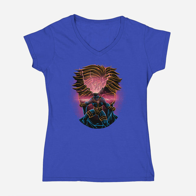 Rage Of The Optic Blast-Womens-V-Neck-Tee-glitchygorilla