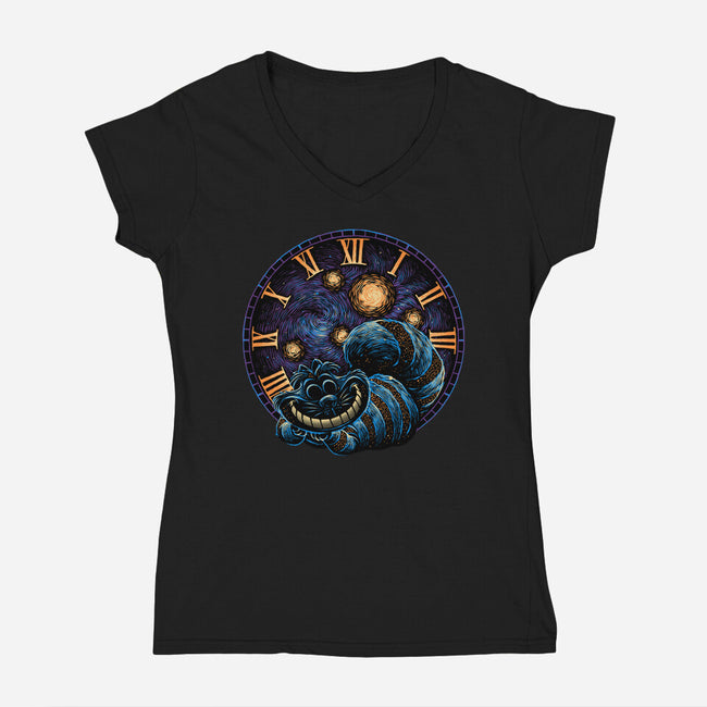 A Night In Wonderland-Womens-V-Neck-Tee-glitchygorilla