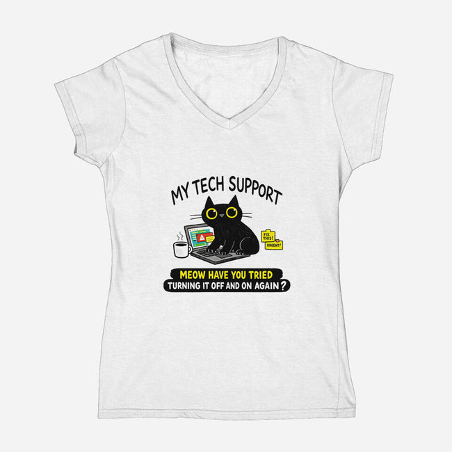My Tech Support-Womens-V-Neck-Tee-fanfabio