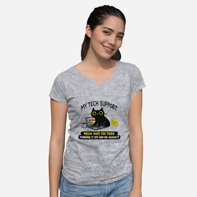 My Tech Support-Womens-V-Neck-Tee-fanfabio