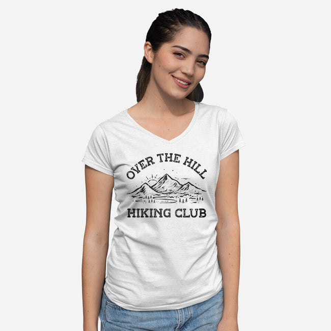 Over The Hill Hiking Club-Womens-V-Neck-Tee-kg07