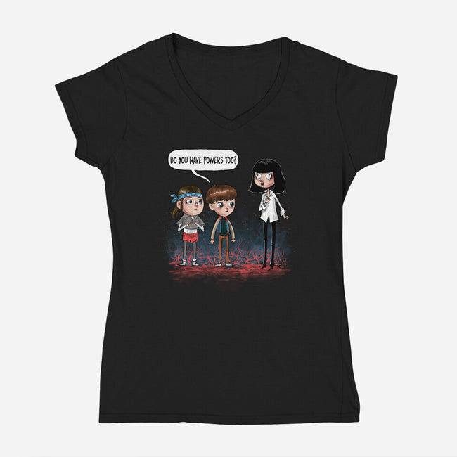 Do You Have Powers Too-Womens-V-Neck-Tee-zascanauta