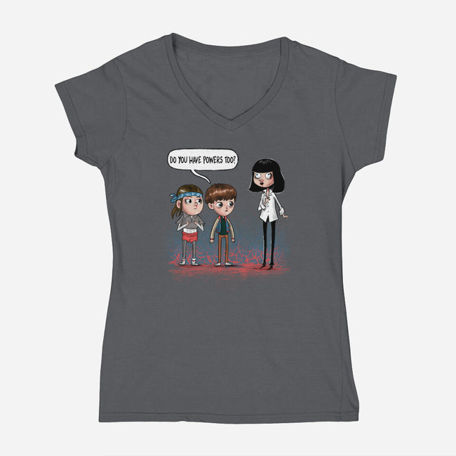 Do You Have Powers Too-Womens-V-Neck-Tee-zascanauta