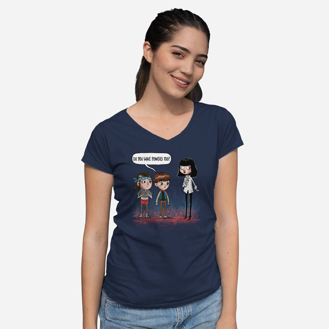 Do You Have Powers Too-Womens-V-Neck-Tee-zascanauta