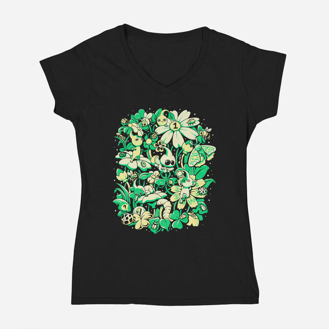 Tiny Garden-Womens-V-Neck-Tee-eduely