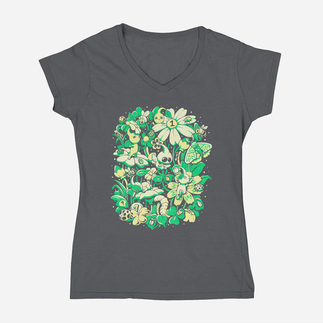 Tiny Garden-Womens-V-Neck-Tee-eduely