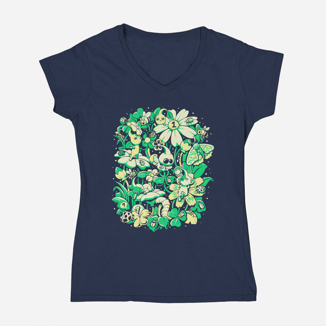 Tiny Garden-Womens-V-Neck-Tee-eduely