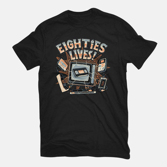 Eighties Lives-Womens-Fitted-Tee-glitchygorilla