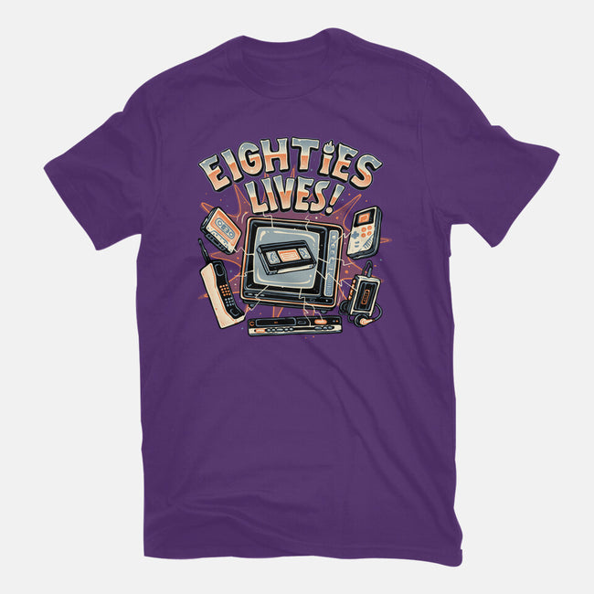 Eighties Lives-Womens-Basic-Tee-glitchygorilla