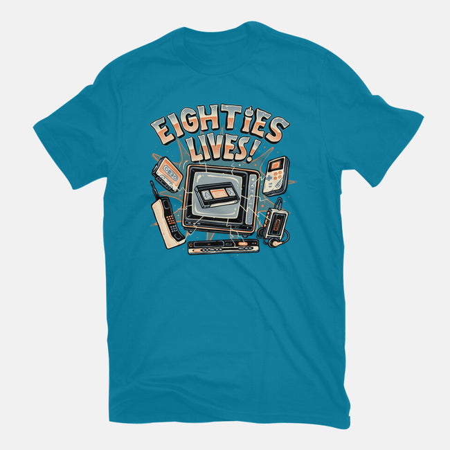 Eighties Lives-Womens-Fitted-Tee-glitchygorilla