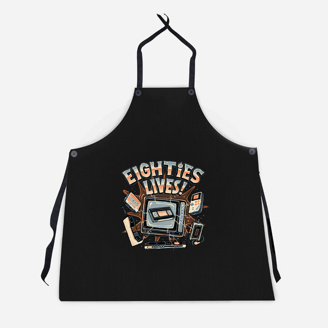 Eighties Lives-Unisex-Kitchen-Apron-glitchygorilla