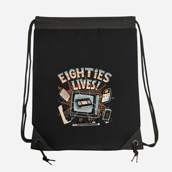 Eighties Lives-None-Drawstring-Bag-glitchygorilla